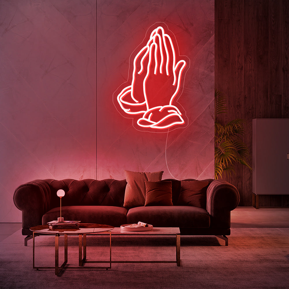 Praying Hands Church Neon Sign