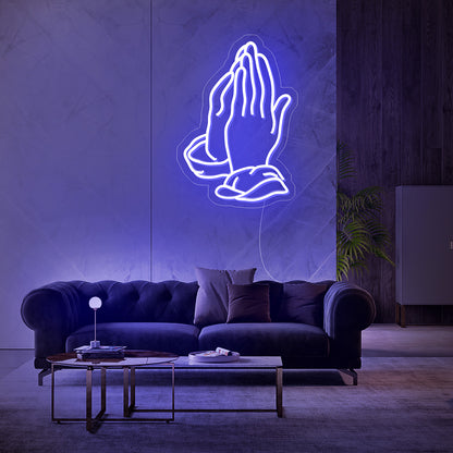 Praying Hands Church Neon Sign