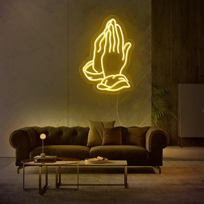 Praying Hands Church Neon Sign