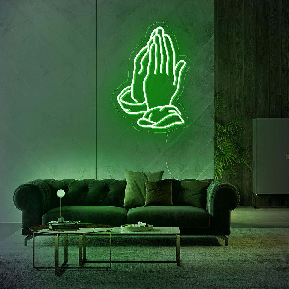 Praying Hands Church Neon Sign