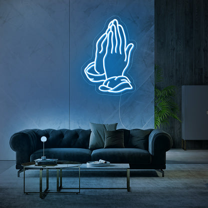 Praying Hands Church Neon Sign