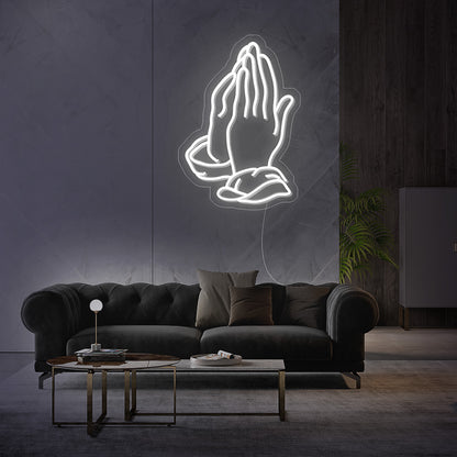 Praying Hands Church Neon Sign