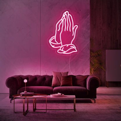 Praying Hands Church Neon Sign